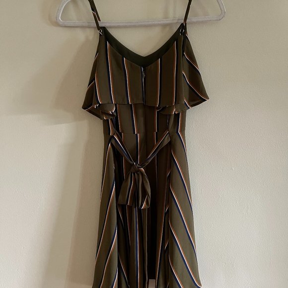 Striped Olive Dress - Picture 1 of 7